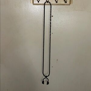 37” Black Rope stainless steel Necklace and Headphone pendant